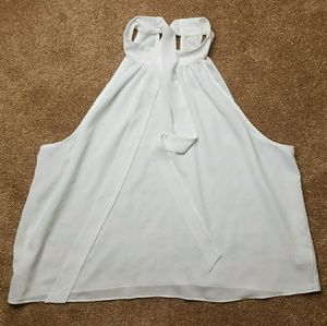 White Sleeveless Collared Blouse